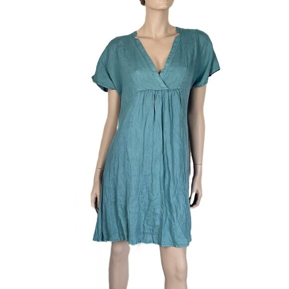 NWT Sundance 100% Linen Dress Teal Turquoise XS Dawn To Dusk Popover Pockets - Picture 8 of 10